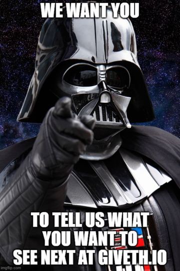Darth Vaders Wants you on Giveth!