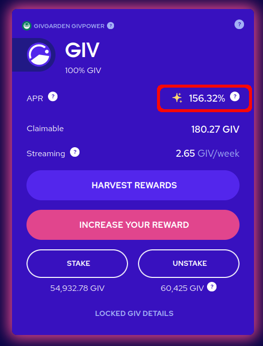 givpower staking card apr