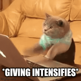 Cat Donating on a Computer