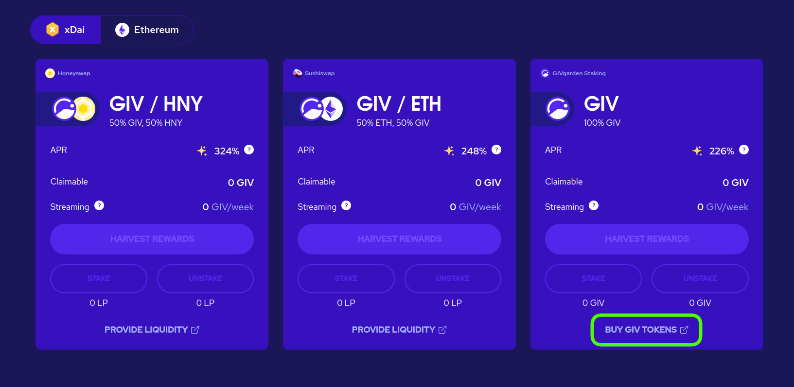 buy tokens link from GIVfarm