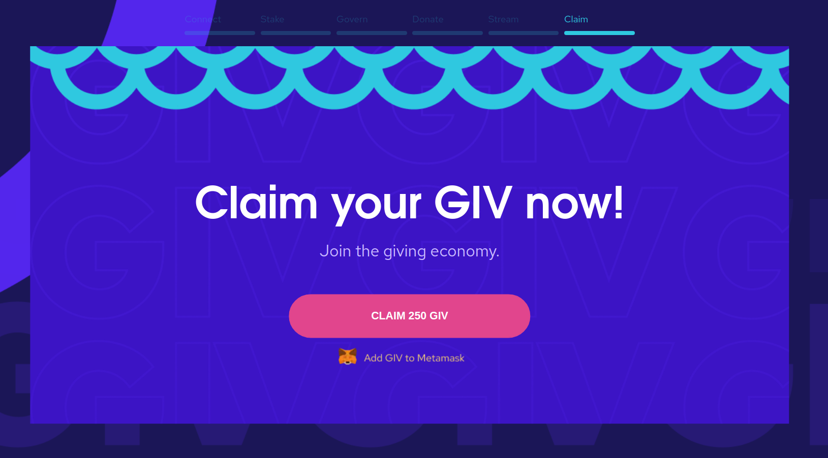 claim your giv now screen